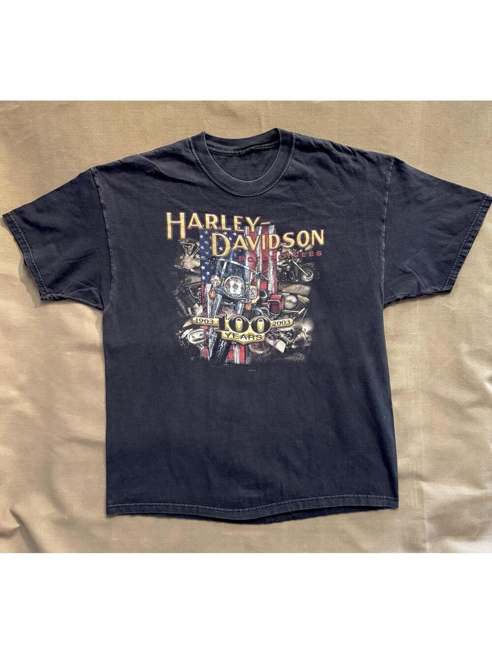 Vintage Y2K 2003 Freedom Harley-Davidson 100 Year Anniv. Canton OH Black T-Shirt